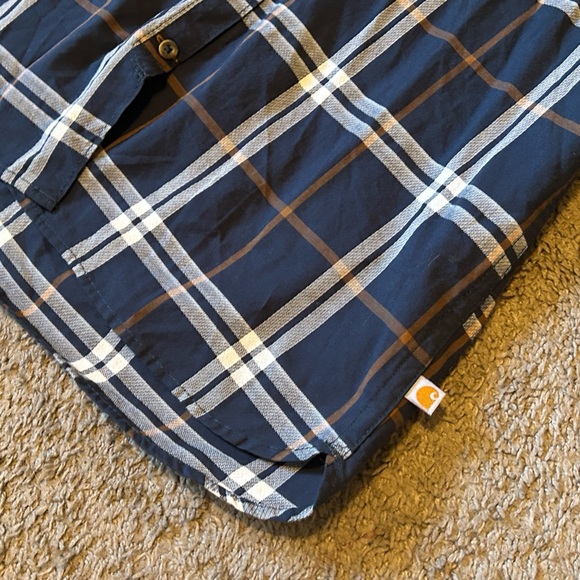 NWT Carhartt Women's Blue Nights Fairview Plaid Long Sleeve Shirt Size S Button - Picture 6 of 9